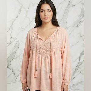 Faded Glory Peach Lace Women's Blouse